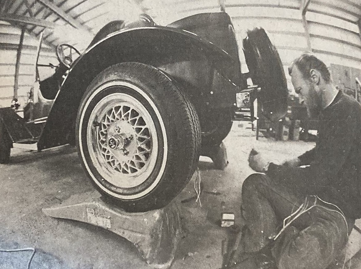 In 1979, Lee Benham, Don Stinebaugh’s nephew, puts final touches on a Stinebaugh roadster.