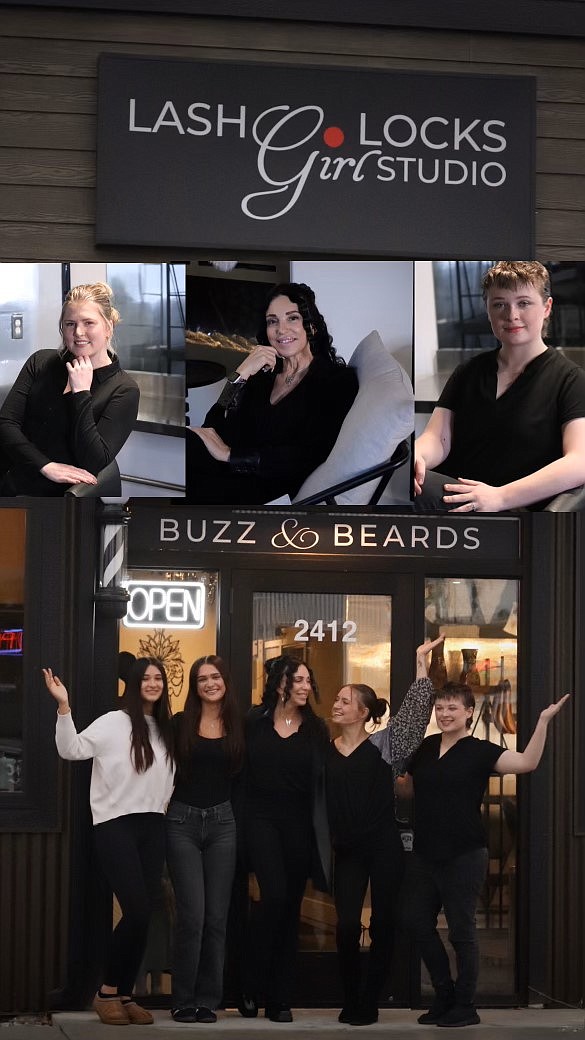 Lash & Locks Girl Studio staff top (from left): Clair Ostrem (instructor), Christina Hart (director) and Felicia Gates (instructor). Bottom (from left): April Ombrek, Avery Main, Christina Hart, Brinnley Rehrnmann and Felica Gates.