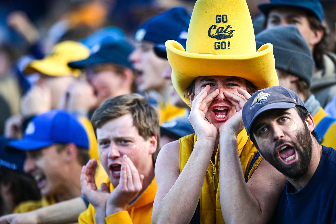 Bobcats students jeer the Grizzlies before the start of the 123rd Brawl of the Wild at Bobcat Stadium on Saturday, Nov. 23. (Casey Kreider/Daily Inter Lake)