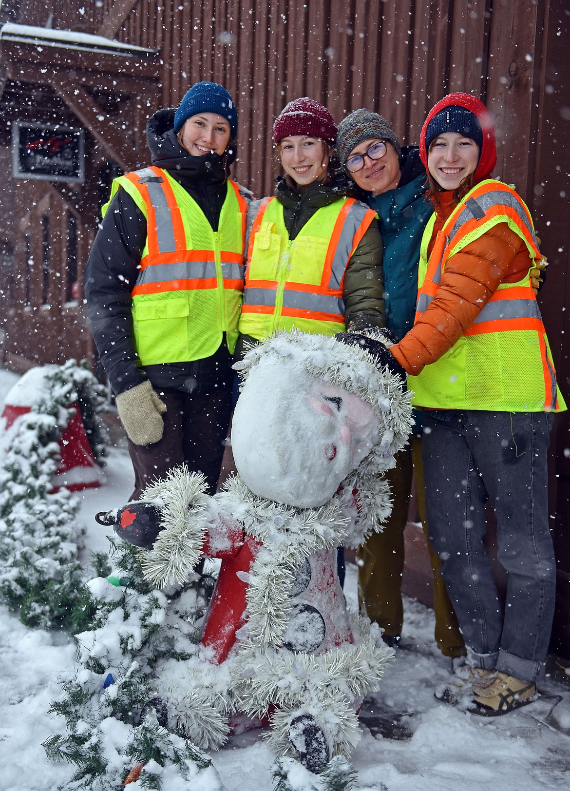 Whitefish's winter decorations were installed Sunday, Nov. 24, with help from several volunteers. (Julie Engler/Whitefish Pilot)