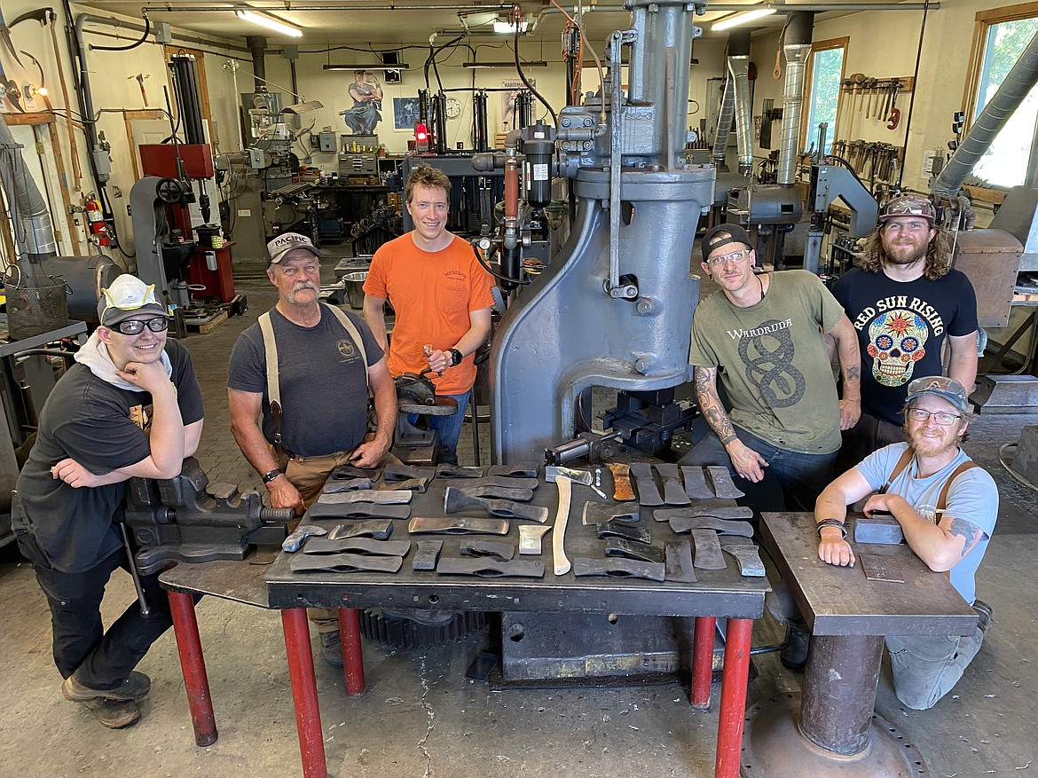 Students in the American Axes class held this summer at the New Agrarian School in Bigfork showcase items made during the one-week workshop. (Photo provided by Jeffrey Funk)