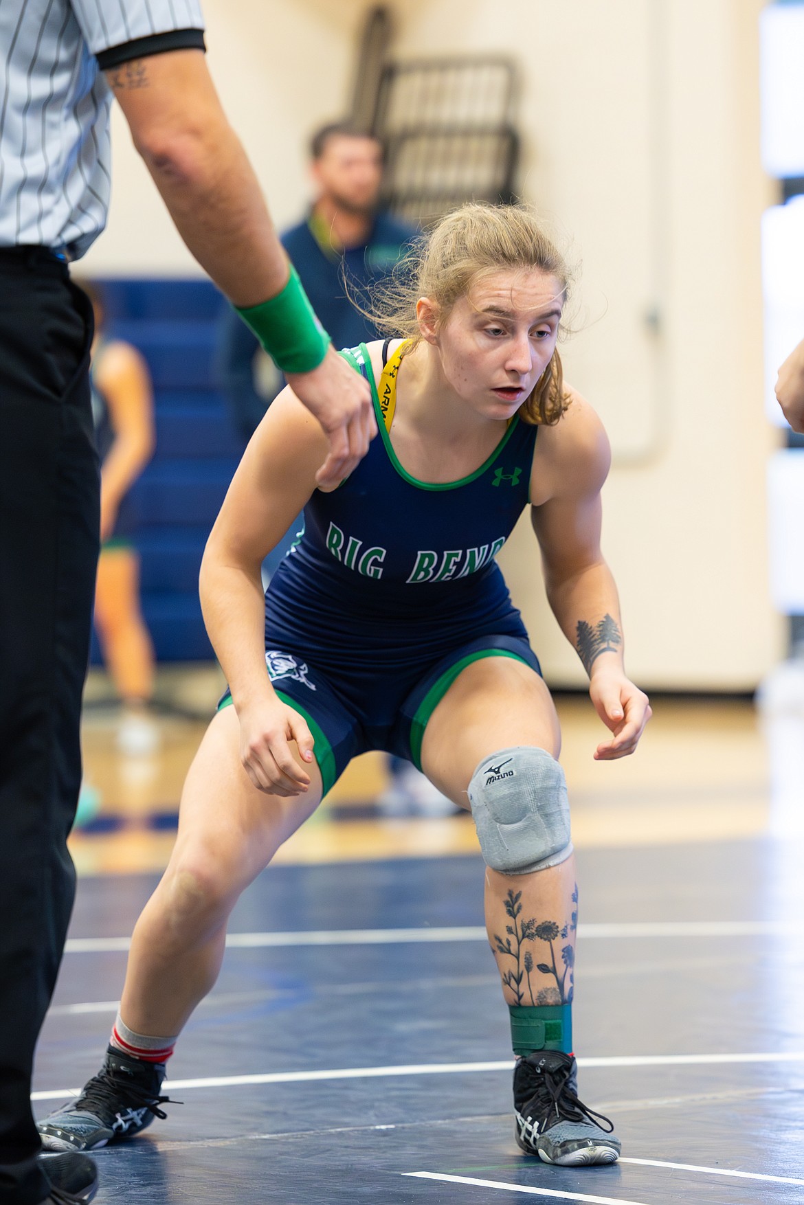 Big Bend Community College sophomore Natalie Johnson shows some of the aggressive spirit her teammate Abby Varady said the team is working to build.