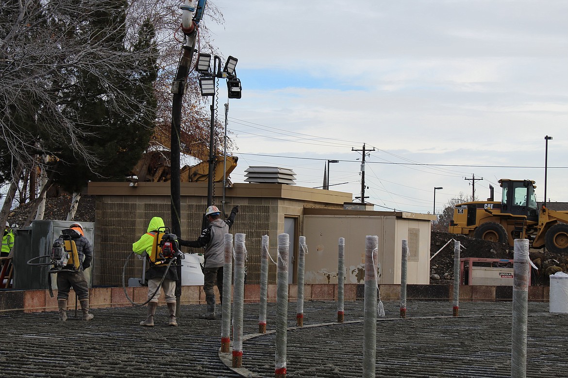 The new water tower will be around 150 feet tall and Saturday the crew poured concrete for 19.5 hours to form the base for the new tower.