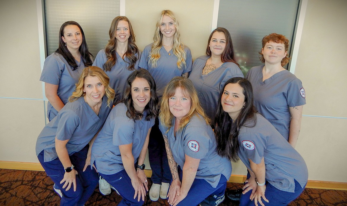 FVCC practical nursing graduates, back row from left, Michelle Naldrett, Brittany Melin, Jada Hunsucker, Shasta Kelley and Nik Wood. Front row from left, Tammy Denmark, Felicia Fox, Katie Zander and Jillian Moothart.