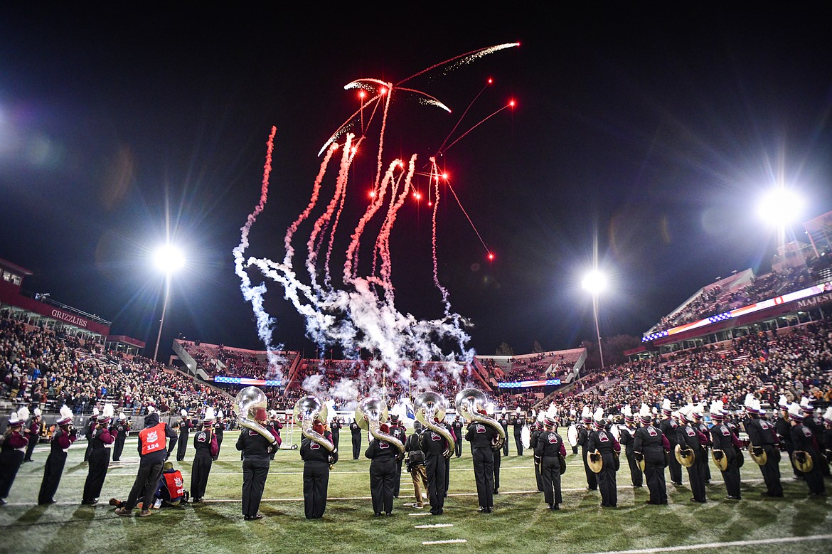 Fireworks explode over Washington-Grizzly Stadium before the Montana Grizzlies matchup with the Tennessee State Tigers in the first round of the FCS Playoffs on Saturday, Nov. 30. (Casey Kreider/Daily Inter Lake)Click here to order photo reprints.