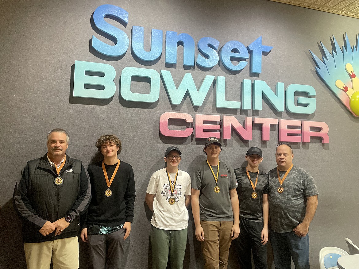 Courtesy photo
Sunset Bowling Center hosted its annual Thanksgiving Youth/Adult Scotch Doubles tournament on Saturday. Top finishers in the Juniors Division were: First place, Max James/Owen Perry, 1638; second place, Carter Hilliard/Brian Hilliard, 1623; and third place, Christopher Smith/Bryon Smith, 1599. From left are Brian Hilliard, Carter Hilliard, Max James, Owen James, Christopher Smith and Byron Smith.