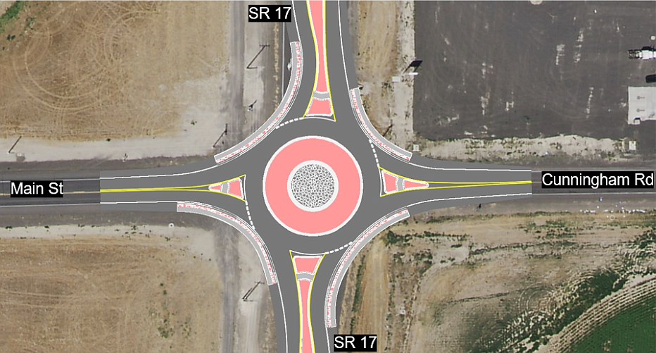 Originally scheduled for 2024, a roundabout will be built at Cunningham Road and State Route 17 in 2025.