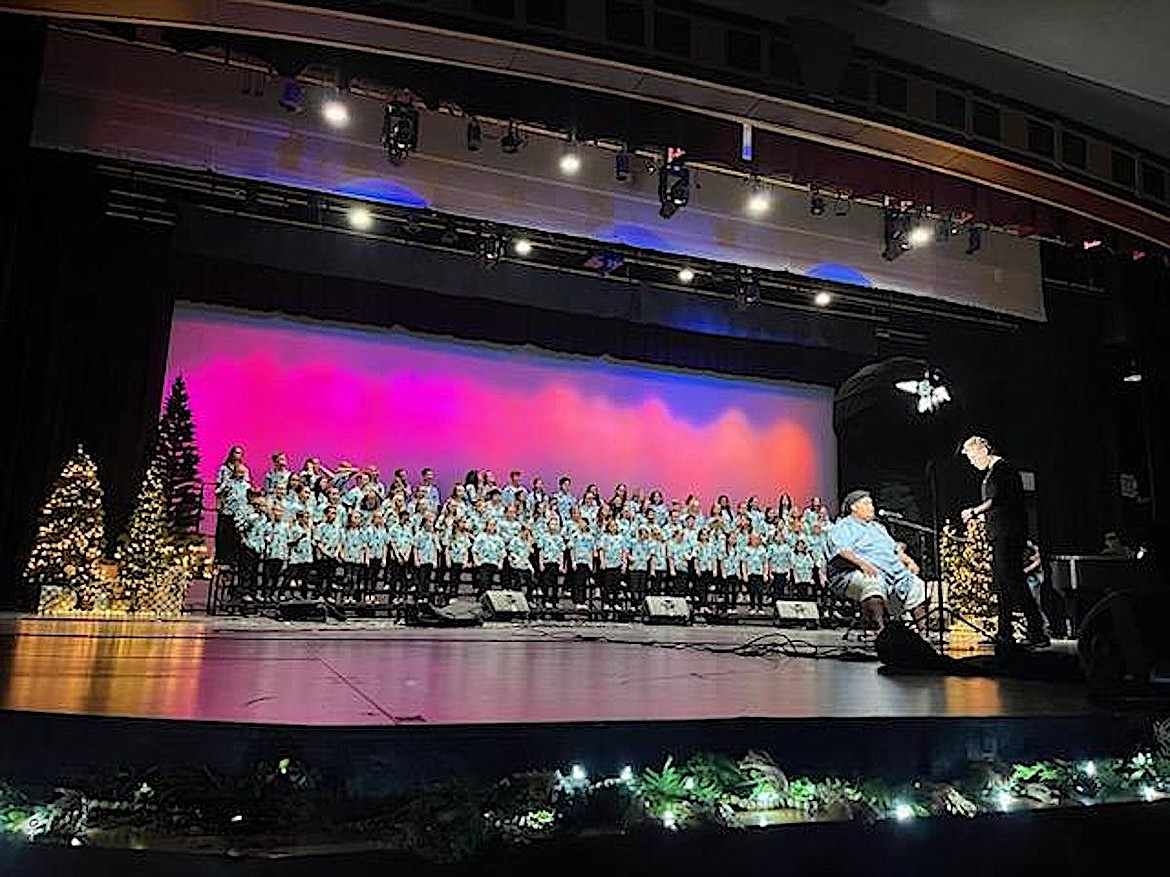 Libby youth choir members took part in the Rexburg Children’s Choir Christmas Concert Nov. 26, 2024, where Season 21 American Idol winner Iam Tongi joined them. (Courtesy photo)