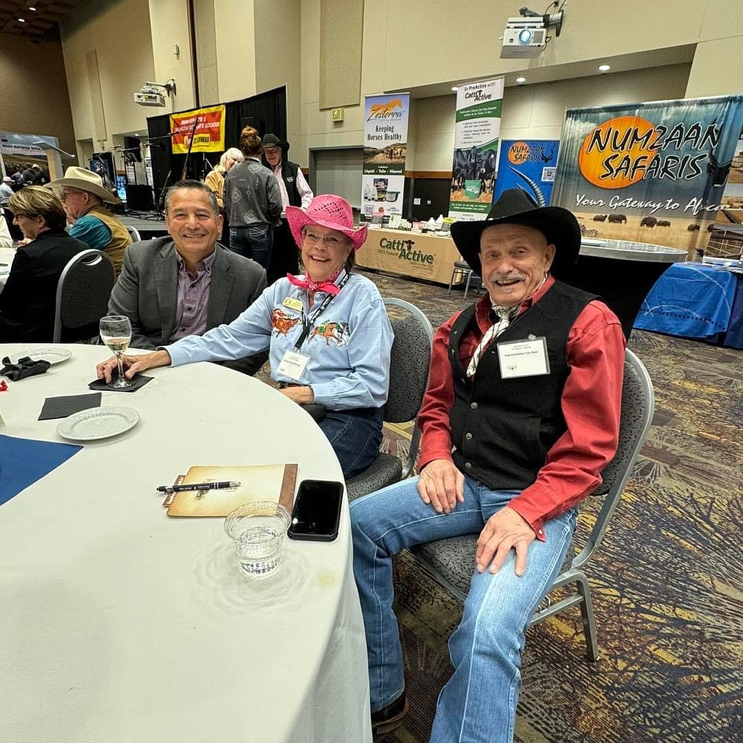 From left to right Rep. Alex Ybarra, R-Quincy, Sen. Judy Warnick, R-Moses Lake and Rep Tom Dent, R-Moses Lake attend the 99th annual tradeshow and convention for the Washington Cattlemen’s Association.