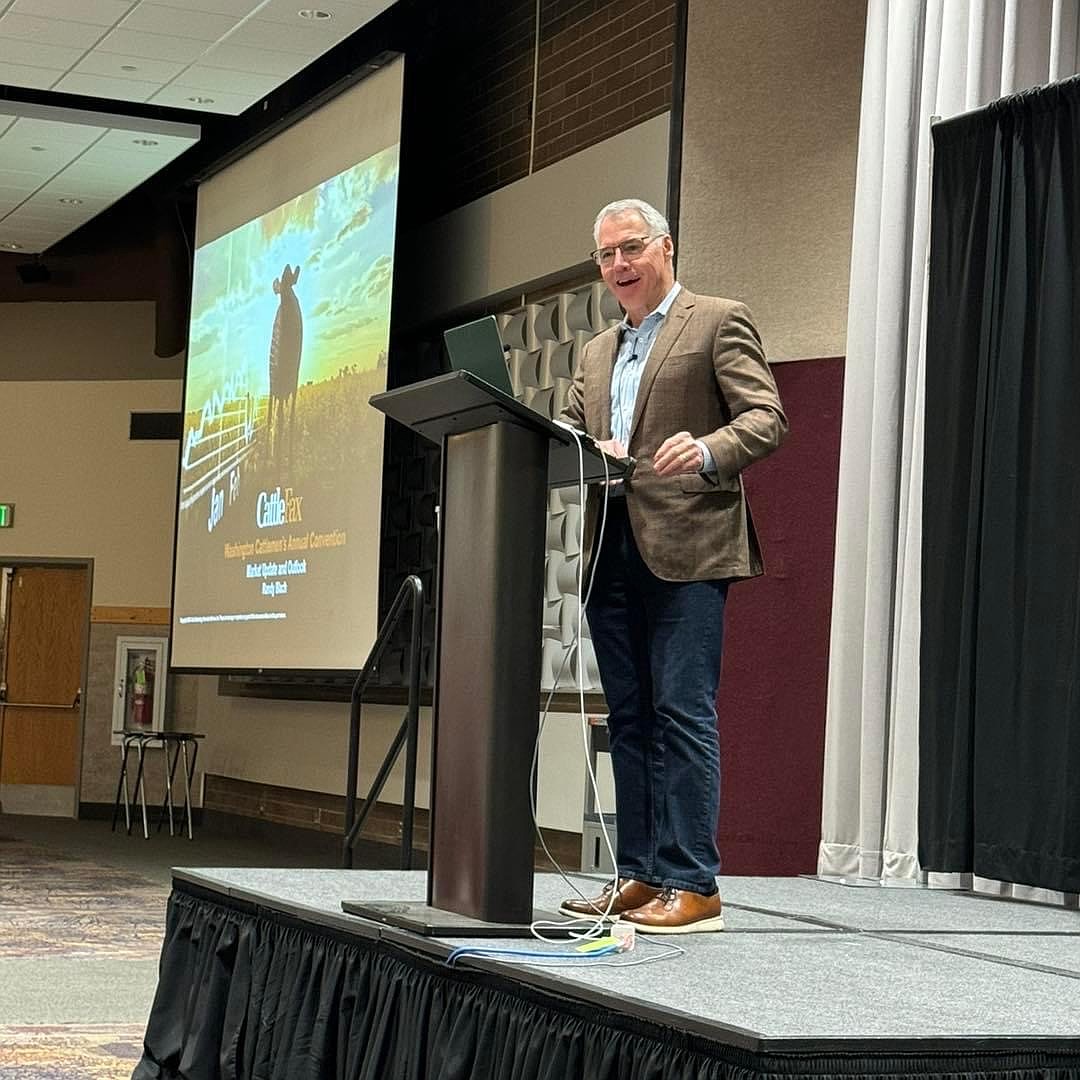 CEO of CattleFax Randy Blach does a presentation on the cattle industry at the 99th annual Washington Cattlemen’s Association tradeshow and convention.