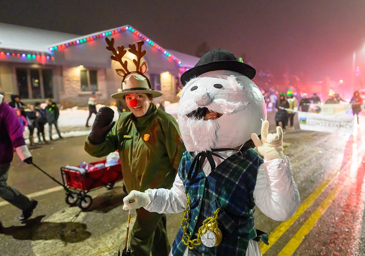 The Glacier National Park float was Rudolph the Red Nosed reindeer themed.