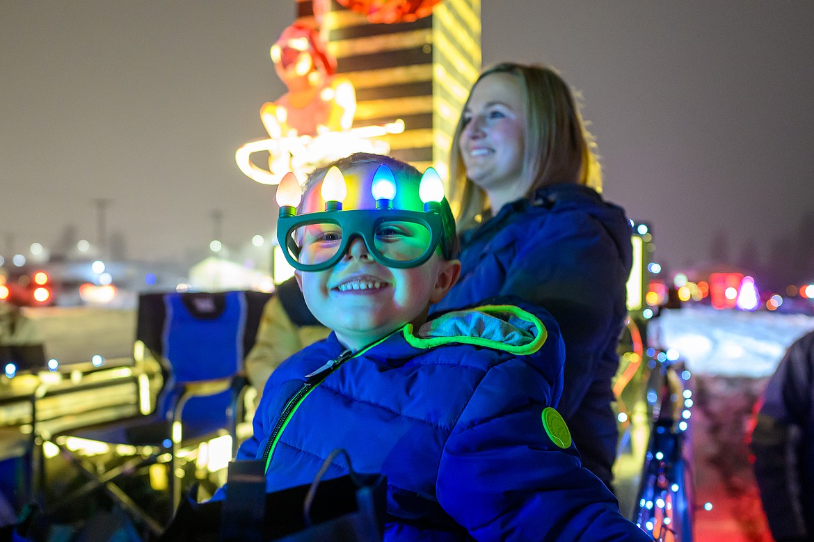 Hudson Tucker and mom Shelby on the Glacier Bank float.