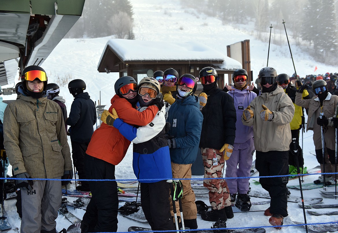 The line for Chair 1 was full of friends and fun on opening day. (Julie Engler/Whitefish Pilot)