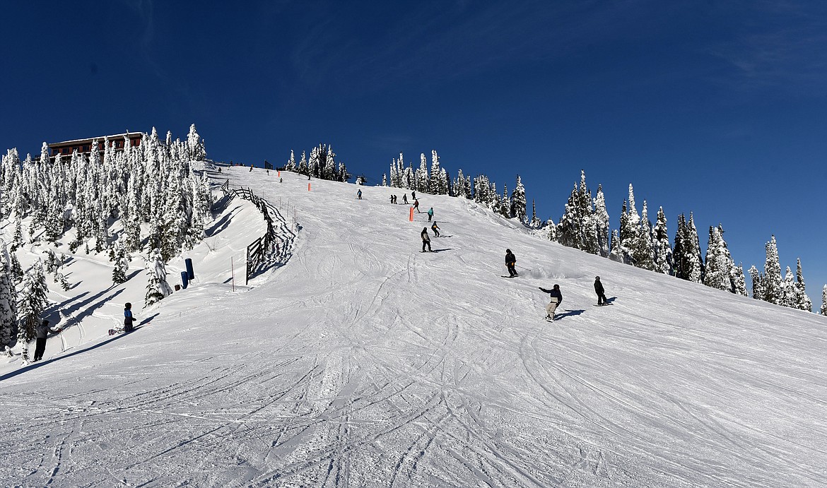 Most skiers and boarders headed down the anthill and to the backside Thursday. (Julie Engler/Whitefish Pilot)