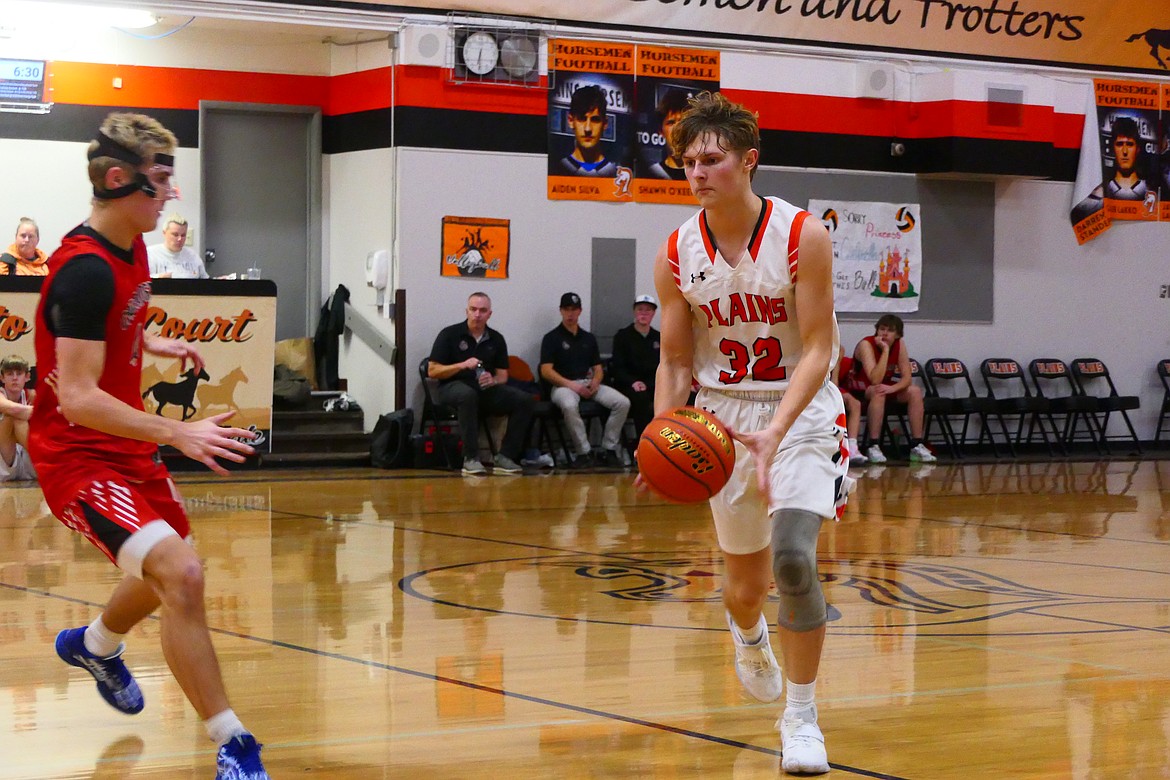 Plains senior Zayden Allen is guarded by Flathead Valley guard Jonathan Dannic during their game this past Thursday in Plains. (Chuck Bandel/VP-MI)