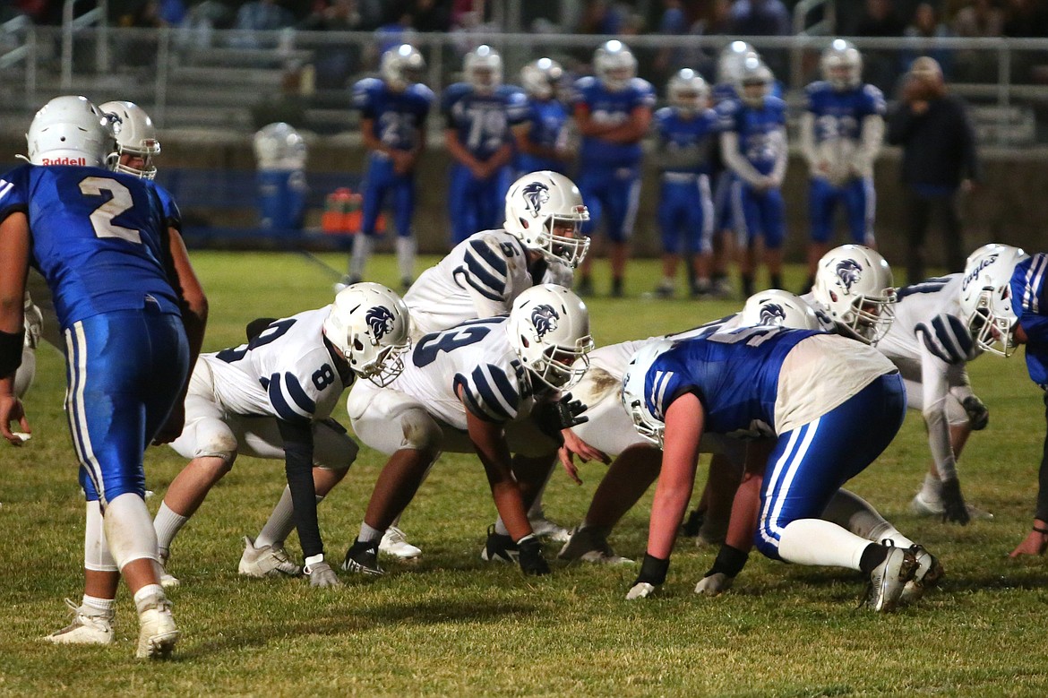 The MLCA/CCS offense sets up a play during a game against Soap Lake this season. The Lions reached the state tournament for the first time this season.