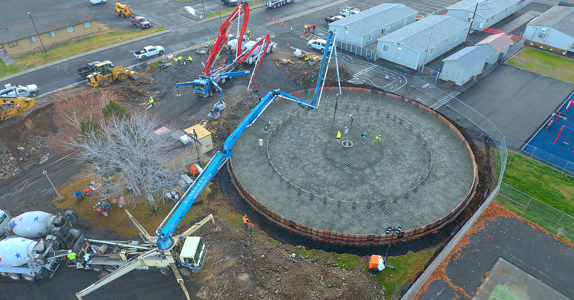 The City of Ephrata will begin building the floor of the water tower in upcoming weeks according to Mayor Bruce Reim. The concrete that was poured on Nov. 23 is now dry and the next steps of the project are to start soon.