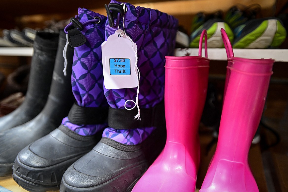 Snow boots for kids at Hope Thrift in Kalispell on Wednesday, Dec. 11. (Casey Kreider/Daily Inter Lake)