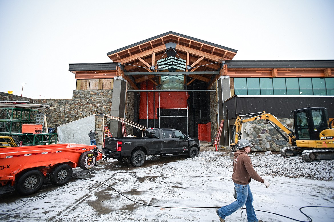 Construction continues outside the entrance to Glacier Park International Airport on Friday, Dec. 13. (Casey Kreider/Daily Inter Lake)