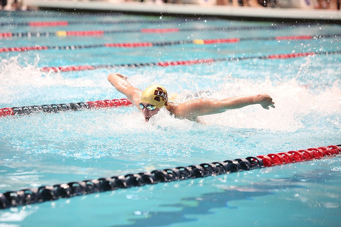 Moses Lake senior Luke Molitor swims at last season’s state championship meet. Molitor won 100-yard butterfly at Thursday’s meet against Wenatchee.