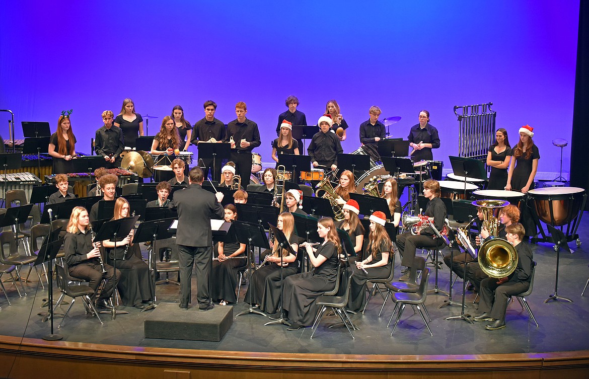 The high school concert band took the stage last week. (Julie Engler/Whitefish Pilot)