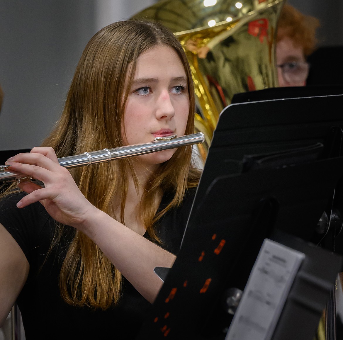 Plains High School Band flutist Claire Lakko. (Tracy Scott/Valley Press)