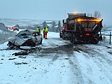 Vehicle, snowplow collision Monday morning