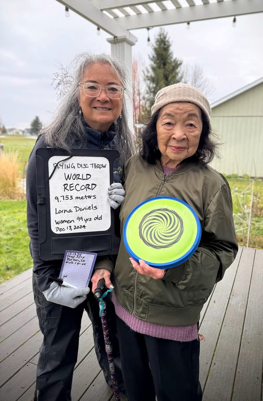 Post Falls resident Lorna Daniels broke a world record for furthest to throw a frisbee for a woman over the age of 95. Daniels' daughter, Lori Daniels, holds her own frisbee-based world record and was inducted into the World Frisbee Hall of Fame. 
Two days after her 99th birthday, Daniels went out to break the record that had been maintained for 18 years.