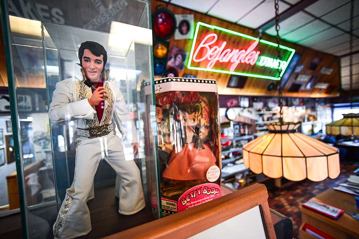 Elvis Presley and Betty Boop figurines at the entrance to Bojangles Diner in Kalispell on Thursday, Dec. 19. (Casey Kreider/Daily Inter Lake)