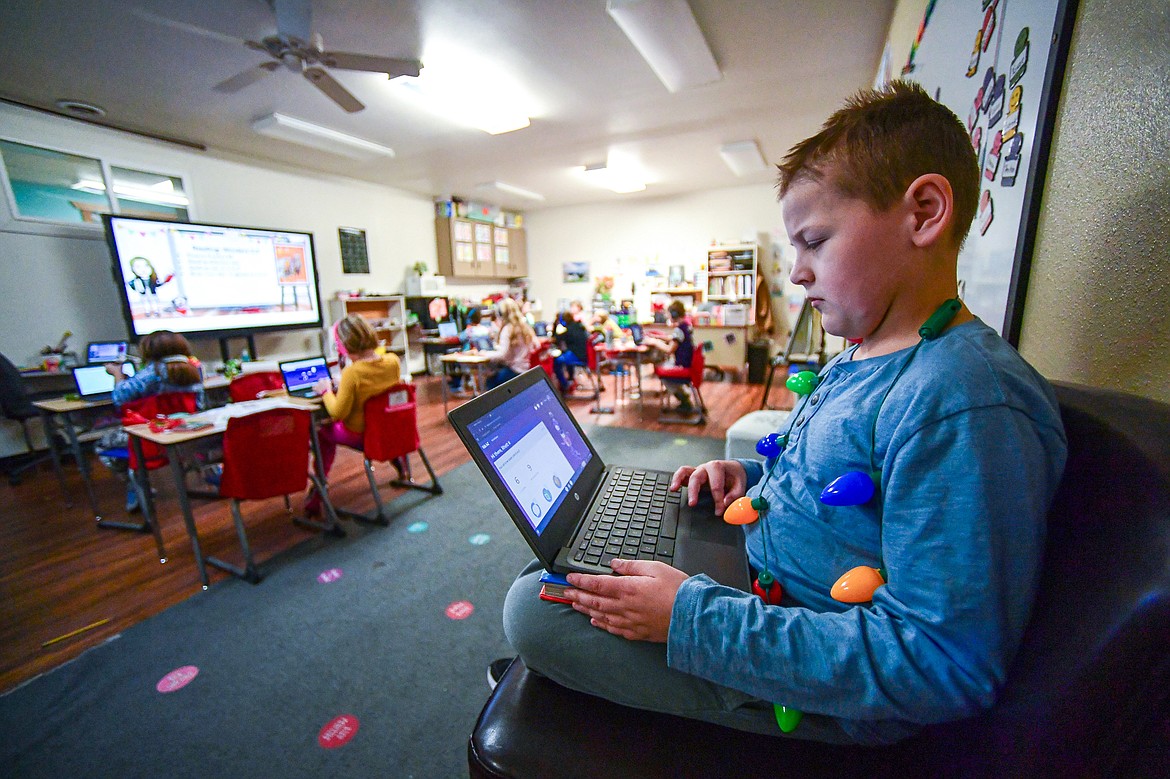 Third-grade students work on a reading assessment program in teacher Bethany Knudsen's classroom at West Valley School on Thursday, Dec. 19. (Casey Kreider/Daily Inter Lake)