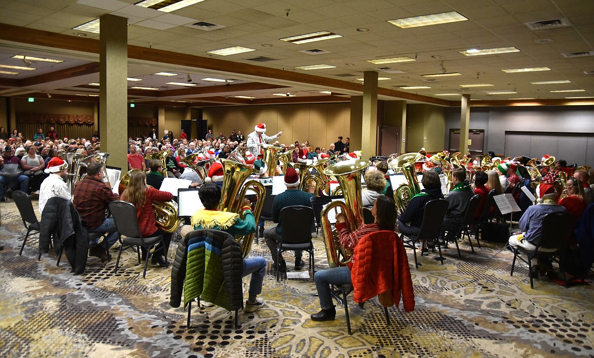 About 50 musicians played as part of the annual TubaChristmas concert Dec. 16 evening at the Red Lion Hotel in Kalispell. The concert has been taking place for more than 25 years. (Heidi Desch/Daily Inter Lake)