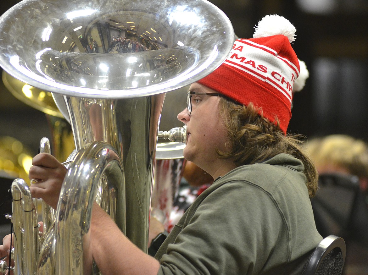 A musician plays during the TubaChristmas concert on Dec. 16 at the Red Lion Hotel in Kalispell. (Heidi Desch/Daily Inter Lake)