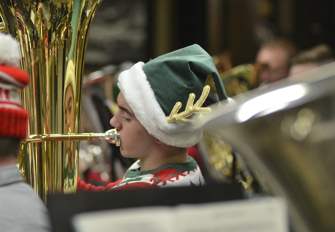 A musician plays during the TubaChristmas concert on Dec. 16 at the Red Lion Hotel in Kalispell. (Heidi Desch/Daily Inter Lake)