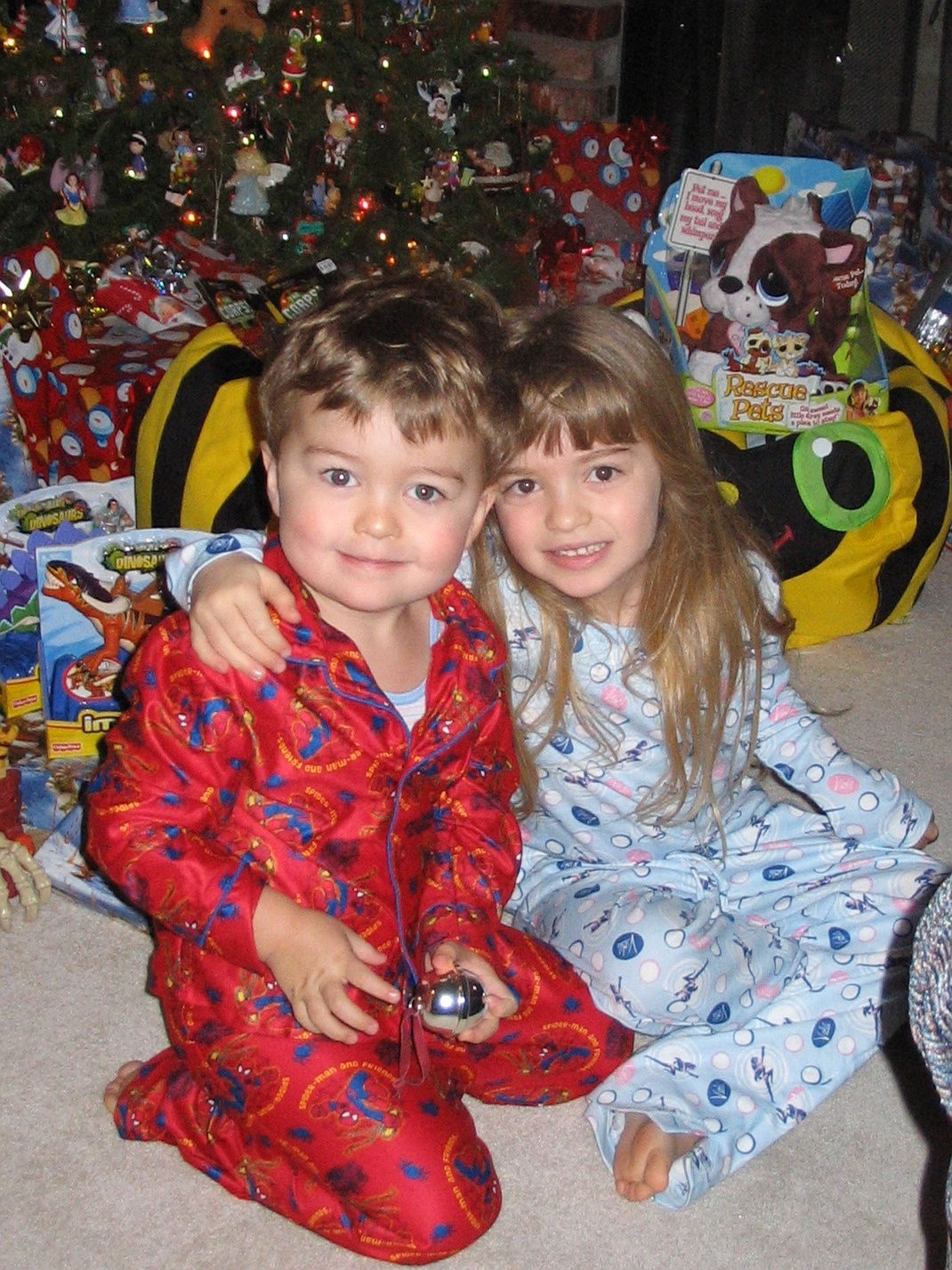 Hailey Hill (right) and her brother Austin (left) on Christmas morning 2006.