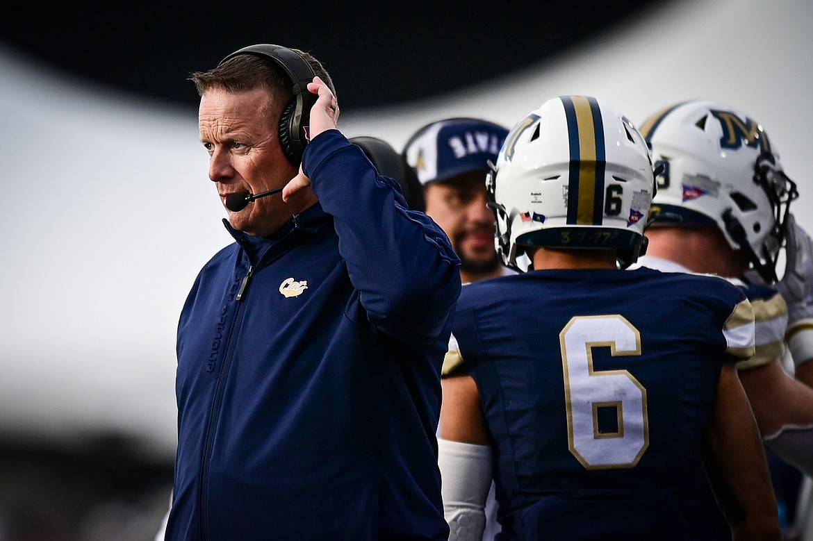 Montana State head coach Brent Vigen on the sideline during an FCS semifinal game against South Dakota at Bobcat Stadium on Saturday, Dec. 21. (Casey Kreider/Daily Inter Lake)