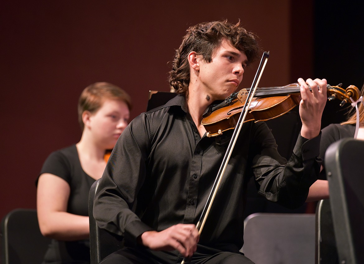 Eleventh grade violinist Logan Hyland. (Kelsey Evans/Whitefish Pilot)