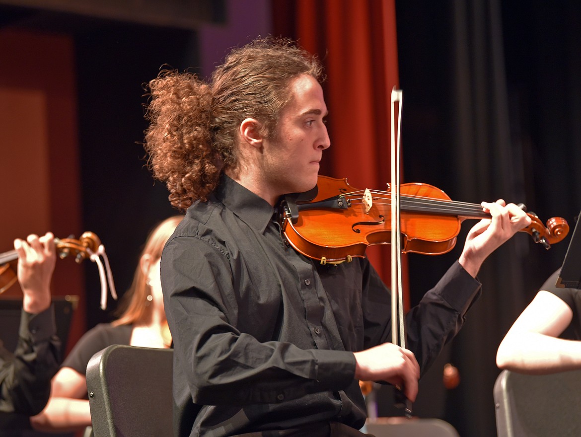 Concertmaster Jackson Schindler leading the WHS Camerata. (Kelsey Evans/Whitefish Pilot)