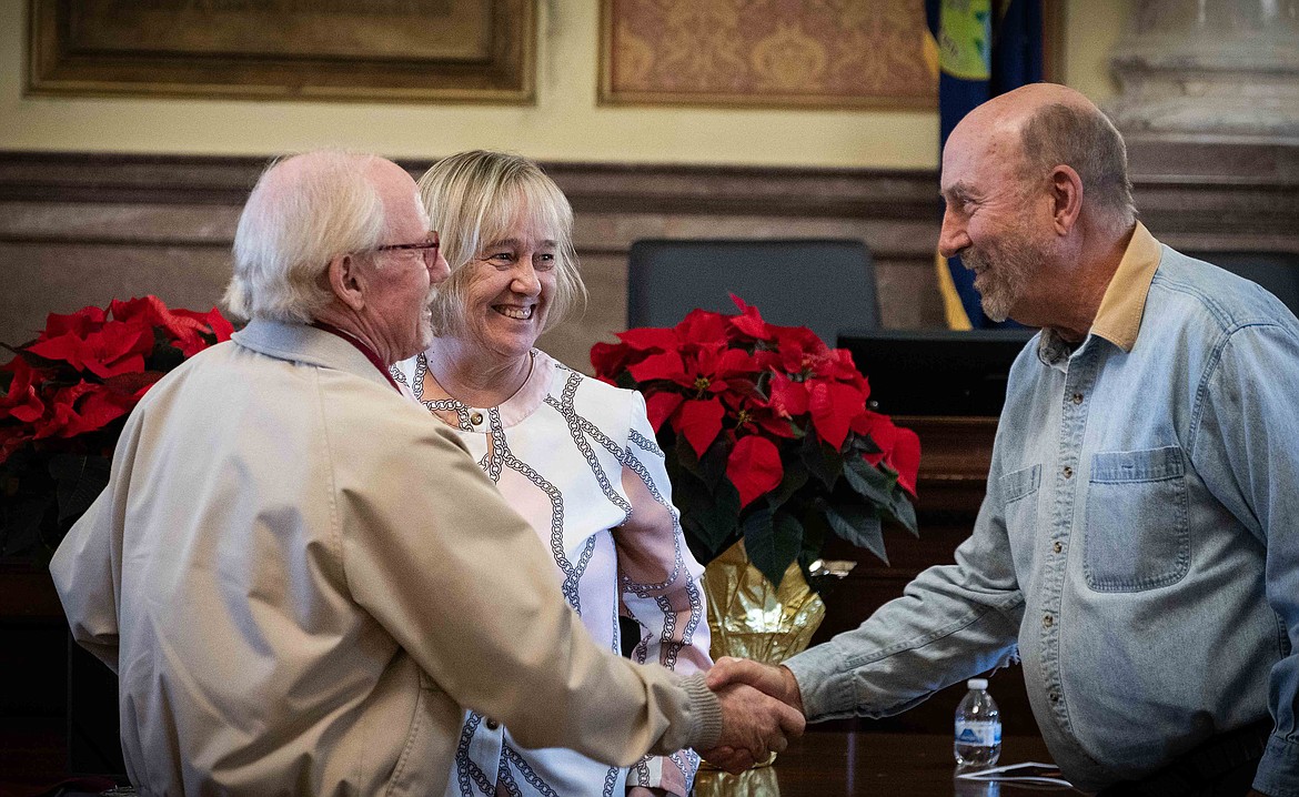 John Dunnigan is awarded the Montana Governor's Arts Award in Helena on Dec. 5. (Photo by Eric Heidle, Montana Arts Council communication director.)