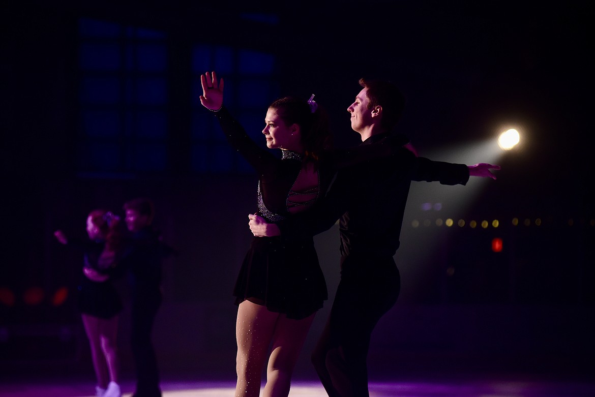 Estelle Muhlner and Vaughn Irwin take the ice at Glacier Skate Academy's Wonderland On Ice show Saturday, Dec. 21 at Stumptown Ice Den in Whitefish. (Matt Baldwin/Whitefish Pilot)