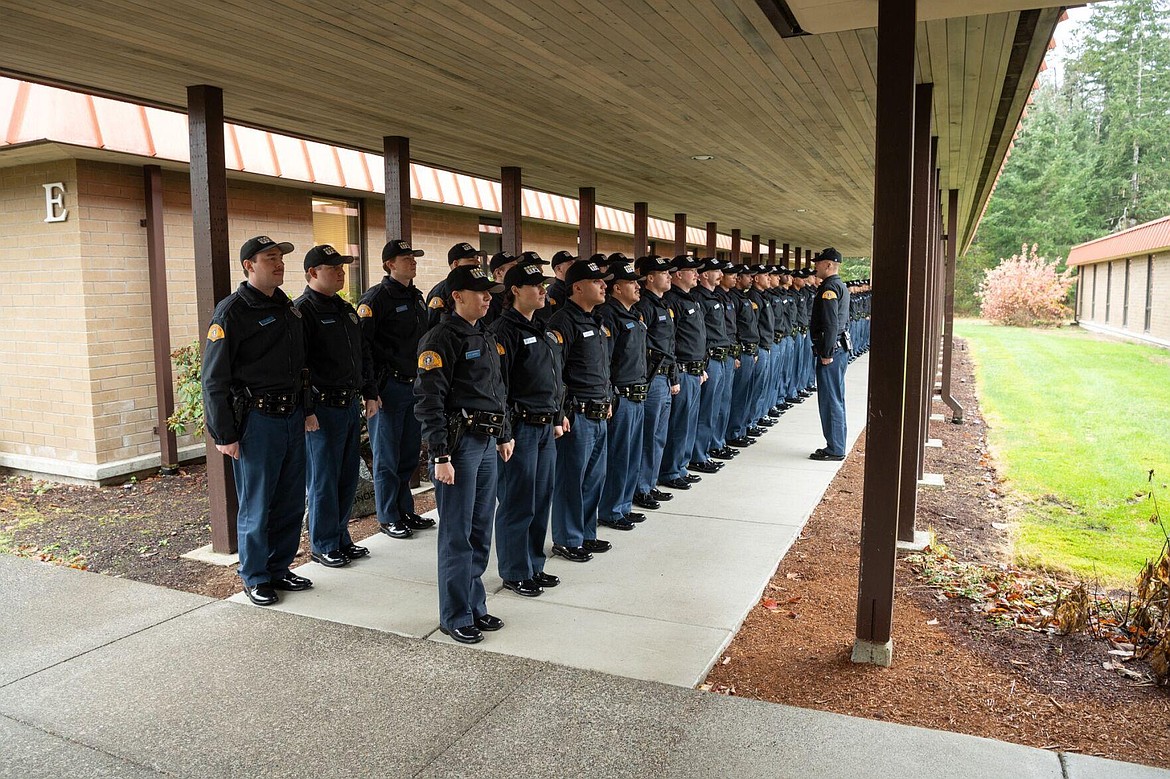 Recruits attend law enforcement training.