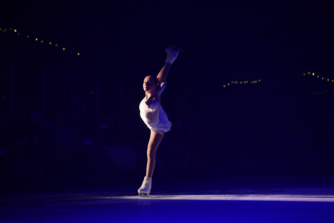 Club skater Emma Marlowe has the ice to herself in her solo performance at Glacier Skate Academy's Wonderland On Ice show Saturday, Dec. 21 at Stumptown Ice Den in Whitefish. (Matt Baldwin/Whitefish Pilot)