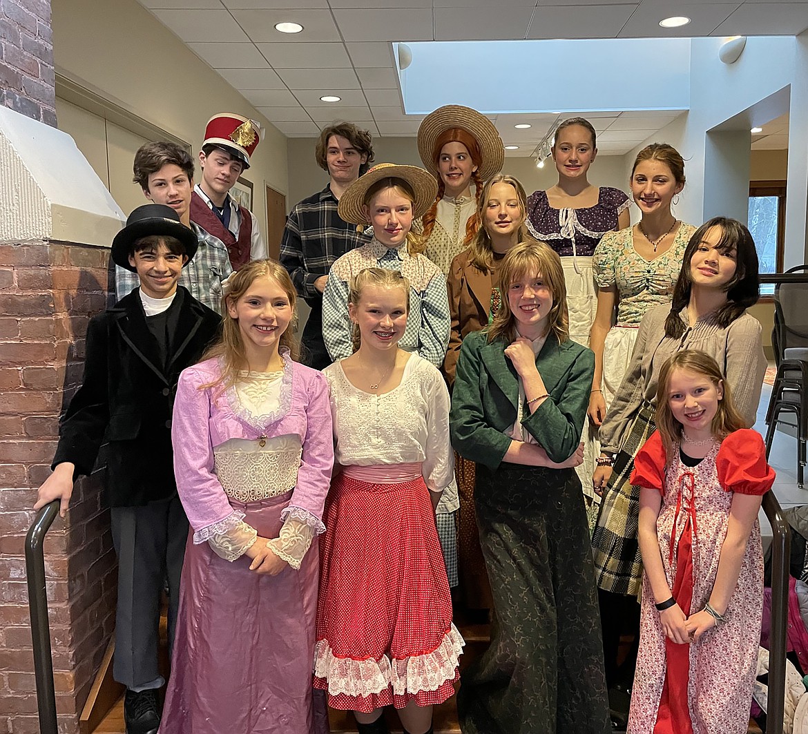 Sandpoint Waldorf eighth graders pose for a cast photo of their class production of "Anne of Green Gables." The play is an annual tradition at the school.