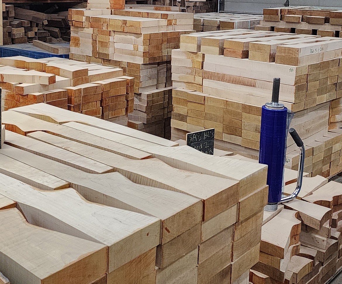 Gunstocks manufactured at Tech Woods in Ronan await packaging before the stocks are shipped to customers around the world. (Berl Tiskus/Leader)