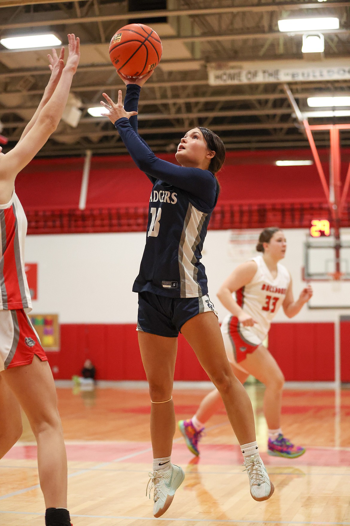 Bonner Ferry High junior Alexys Mierke releases a one-handed floater during an away game earlier this season against Sandpoint.