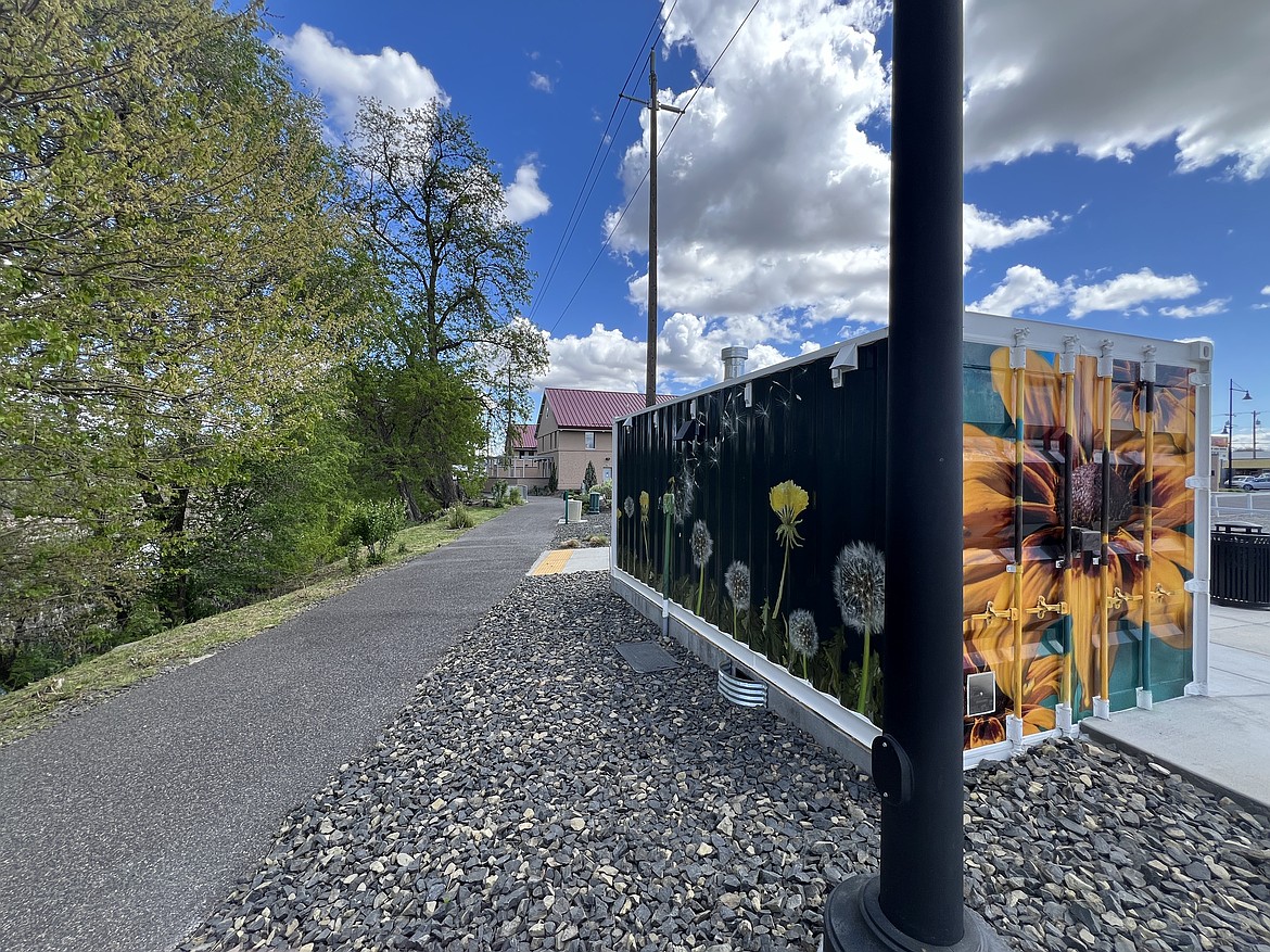 At the Port of Kennewick’s Columbia Gardens, storage containers and utility boxes have been made into works of art, to create a more friendly aesthetic.