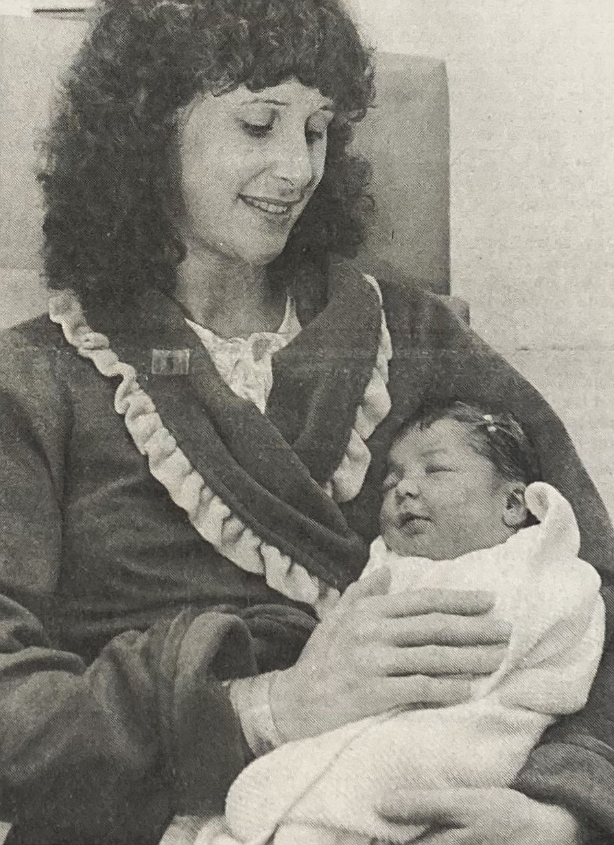 In 1985, Deborah Williams with First Baby Haylie Jo.