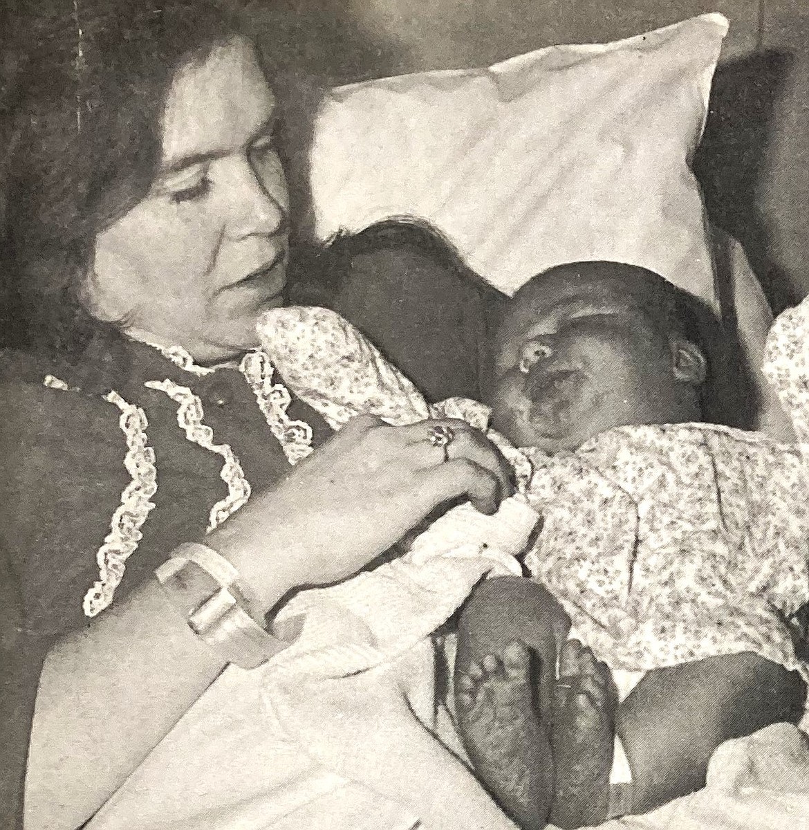 In 1975, Ruth Derr with First Baby John Michael.