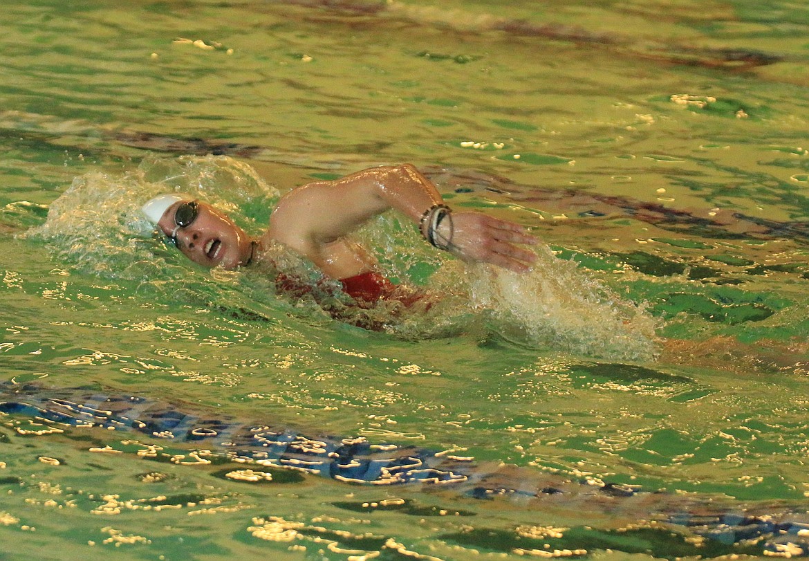 Sandpoint's Ava de Leeuw competes during a dual against Skyline at the Litehouse YMCA.