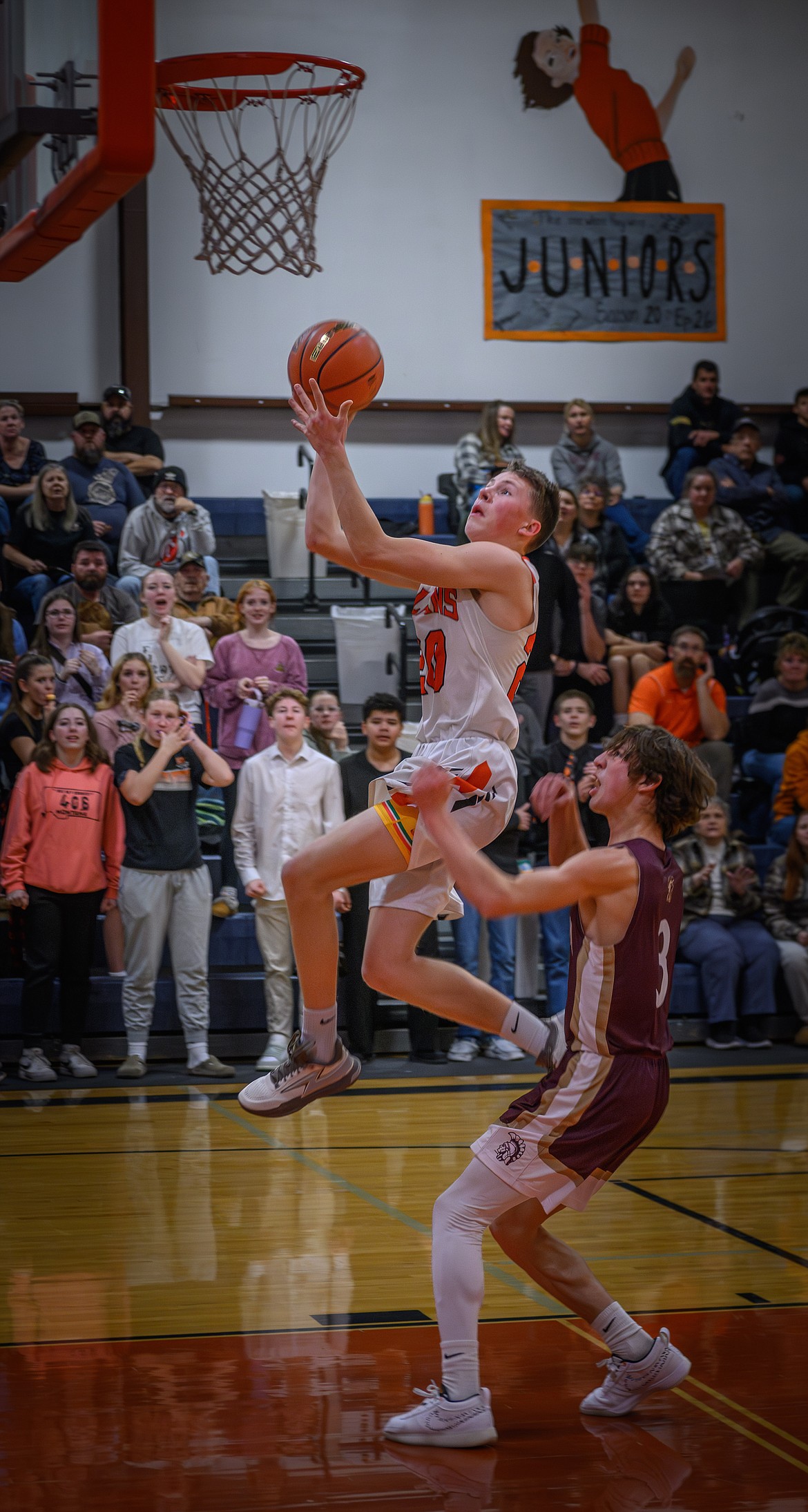 Plains forward Wyatt Butcher goes up for two during the Horsemen's game this past Thursday versus Troy in Plains.  (Photo by Tracy Scott)