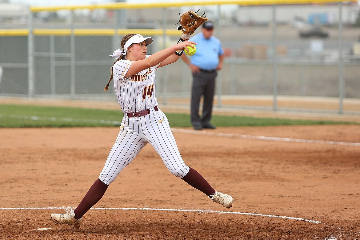 MLHS senior Paige Richardson pitches the ball during a game in the 2024 season. Richardson has been a three-year starter for the Maverick fastpitch softball team.